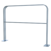 Lean-on hoop made of flat bar steel | bent, 80 x 12 mm | in curved design | with cross bar | total width: 1000 mm | hot-dip galvanized and coated DB 703